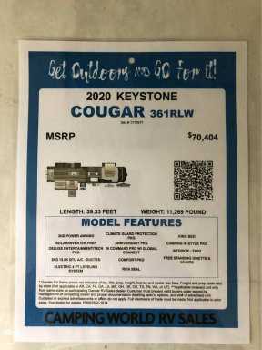 2020 Keystone RV cougar 361rlw
